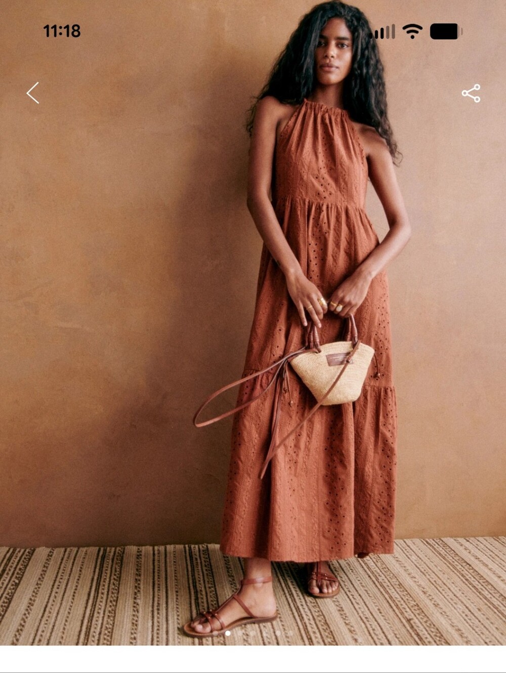 Sezane Svetlana Terracotta Eyelet Maxi Dress